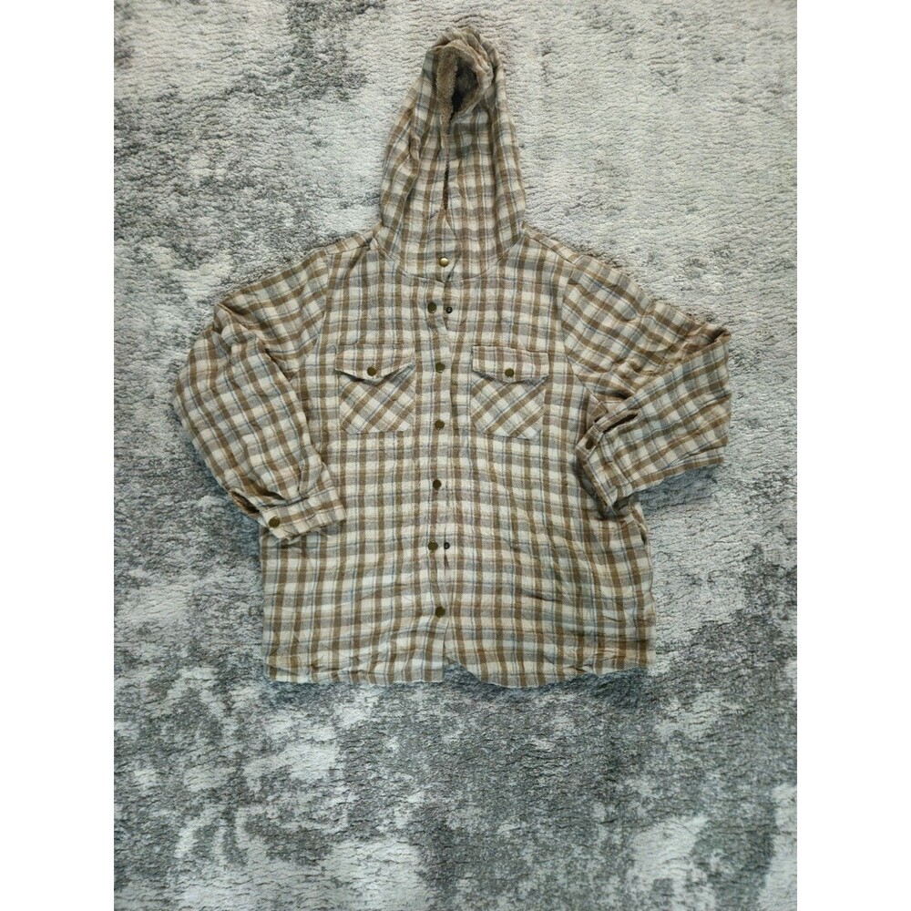 Plaid Teddy Hooded Jacket Women’s Size XL Brown Fuzzy Soft